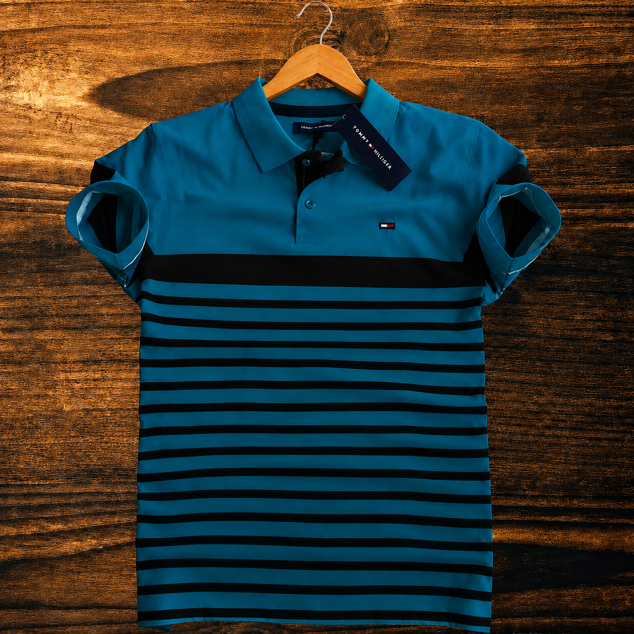 Super Premium PK Cotton Polo Shirt For Men's [ Tommy Step Petrol ]