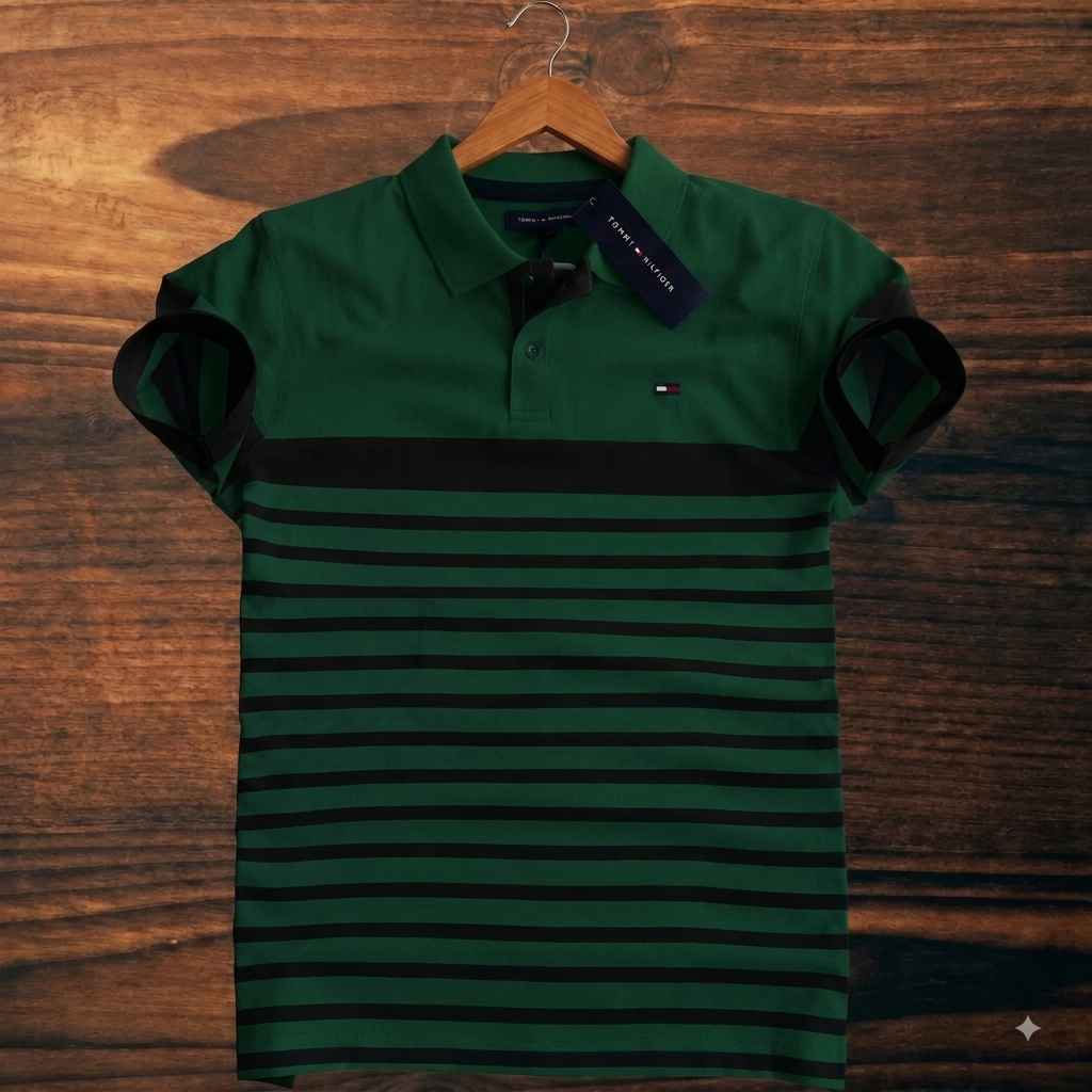 Super Premium PK Cotton Polo Shirt For Men's [ Tommy Step Green ]