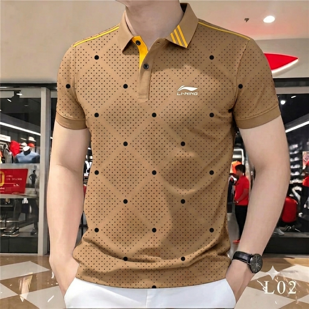 Super Premium PK Cotton Polo Shirt For Men's [Ball Print Biscuit]