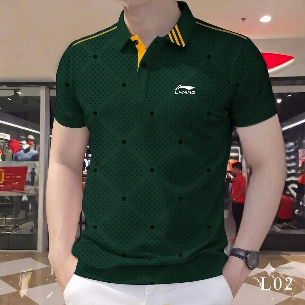 Super Premium PK Cotton Polo Shirt For Men's [Ball Print Green]